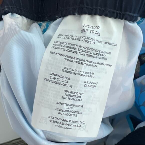 Volcom Blue Tropical Surf Trunks Hybrid Short Large - Picture 6 of 7